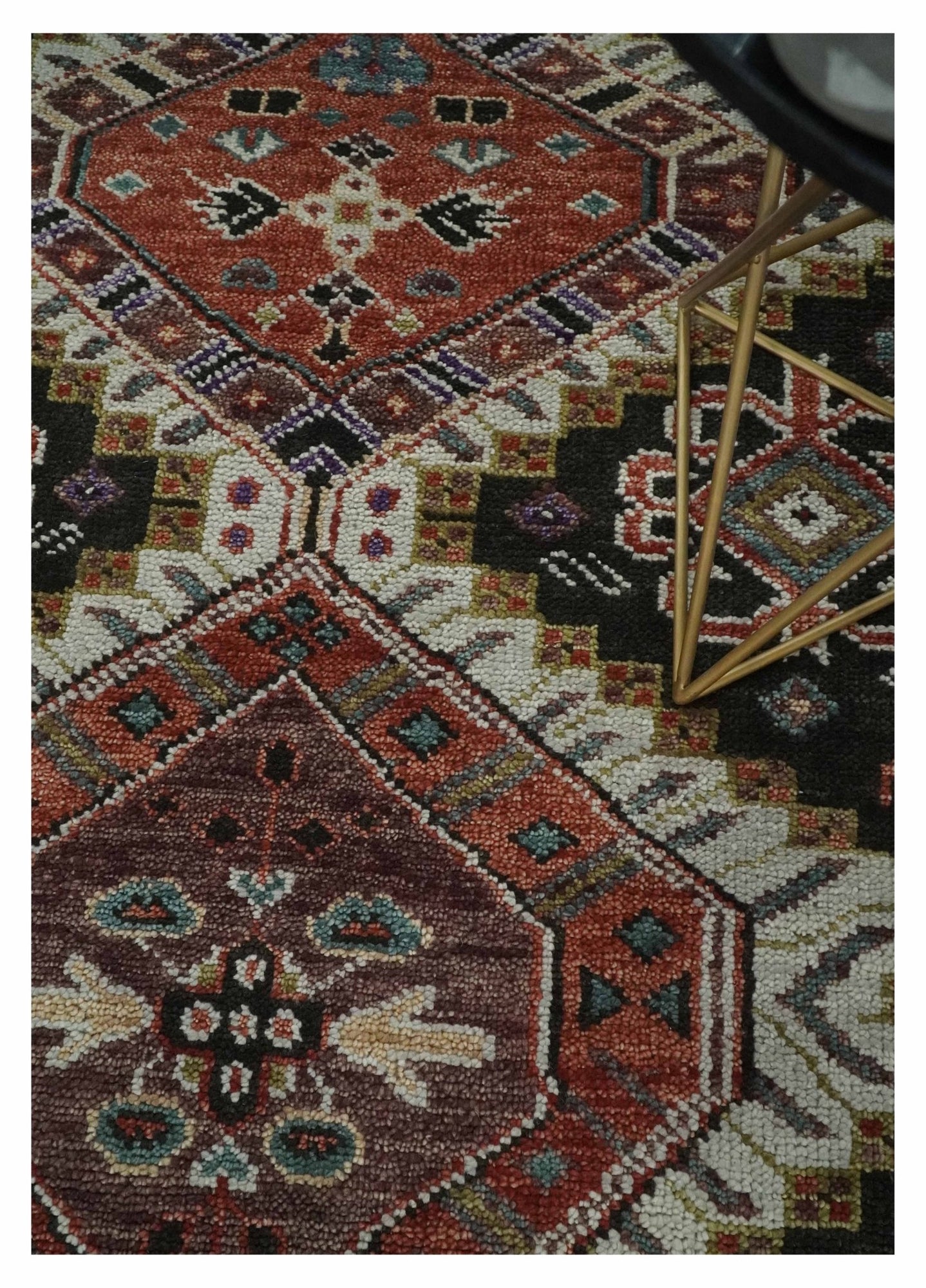 5x8, 6x9, 8x10, 9x12, 10x14 and 12x15 Hand Knotted Rust, Ivory and Black Traditional Antique Persian Wool Area Rug | TRDCP819 - The Rug Decor