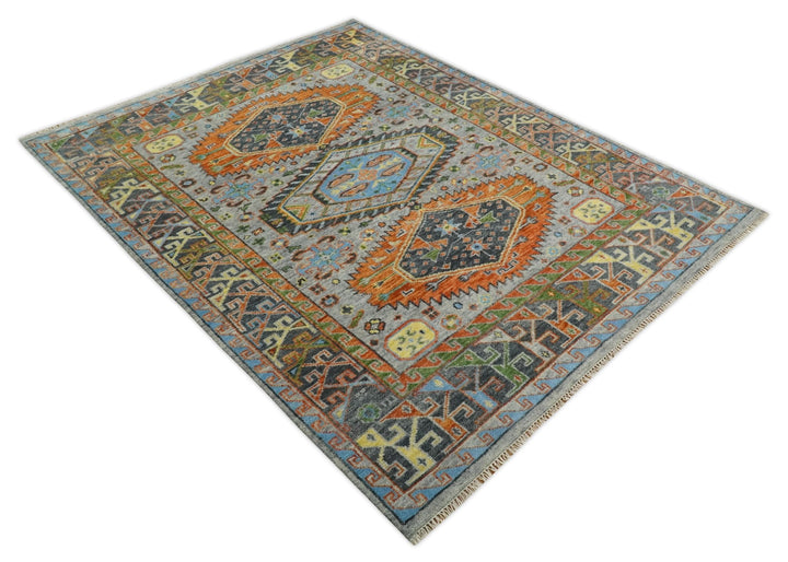 5x8, 6x9, 8x10, 9x12, 10x14 and 12x15 Hand Knotted Silver and Rust Oriental Traditional Persian Area Rug | TRDCP681 - The Rug Decor