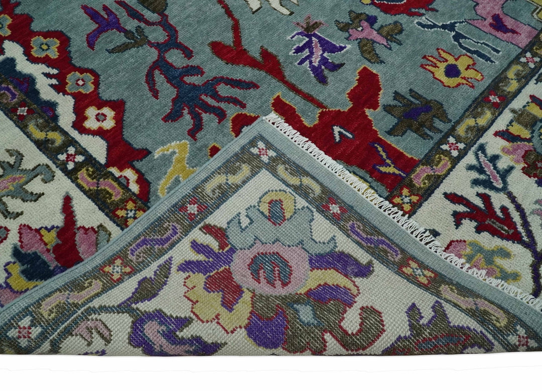 Vibrant colorful Silver, Ivory and Brown Hand Knotted Traditional 