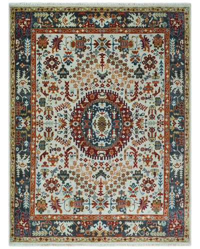5x8, 6x9, 8x10, 9x12, 10x14 and 12x15 Hand Knotted traditional Oriental Ivory, Rust and Gray Traditional Rug | TRDCP1040912 - The Rug Decor