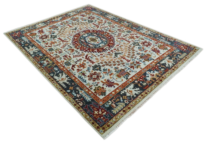 5x8, 6x9, 8x10, 9x12, 10x14 and 12x15 Hand Knotted traditional Oriental Ivory, Rust and Gray Traditional Rug | TRDCP1040912 - The Rug Decor