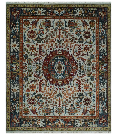5x8, 6x9, 8x10, 9x12, 10x14 and 12x15 Hand Knotted traditional Oriental Ivory, Rust and Gray Traditional Rug | TRDCP1040912 - The Rug Decor