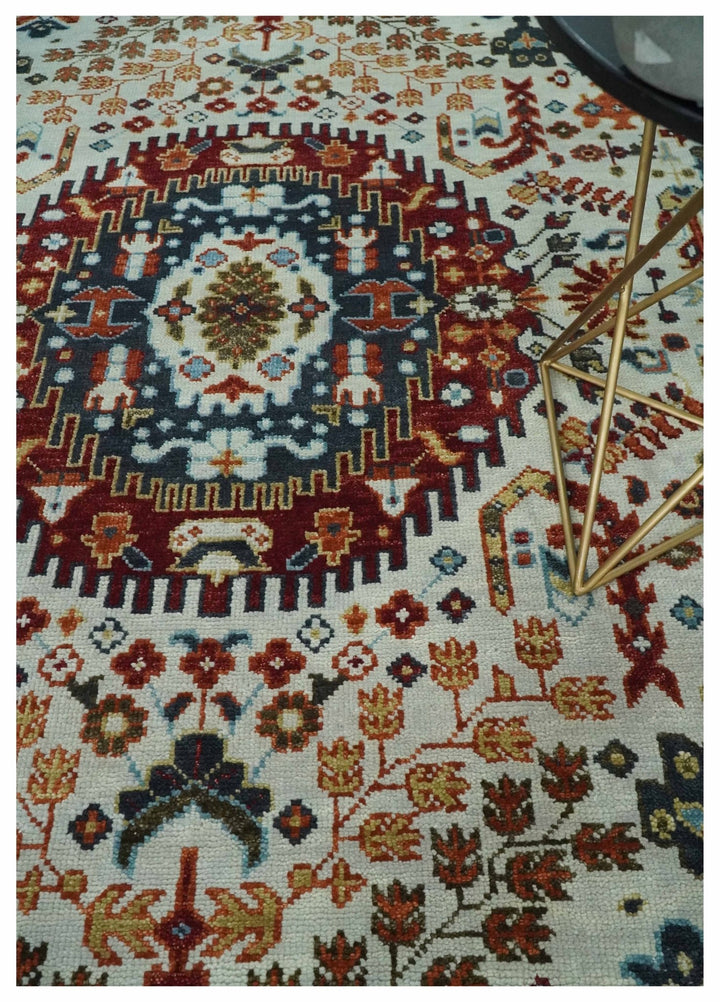 5x8, 6x9, 8x10, 9x12, 10x14 and 12x15 Hand Knotted traditional Oriental Ivory, Rust and Gray Traditional Rug | TRDCP1040912 - The Rug Decor