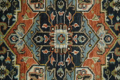 5x8, 6x9, 8x10, 9x12, 10x14 and 12x15 Rust and Blue Traditional Vintage Persian Antique Hand Knotted Wool Area Rug | TRDCP692 - The Rug Decor