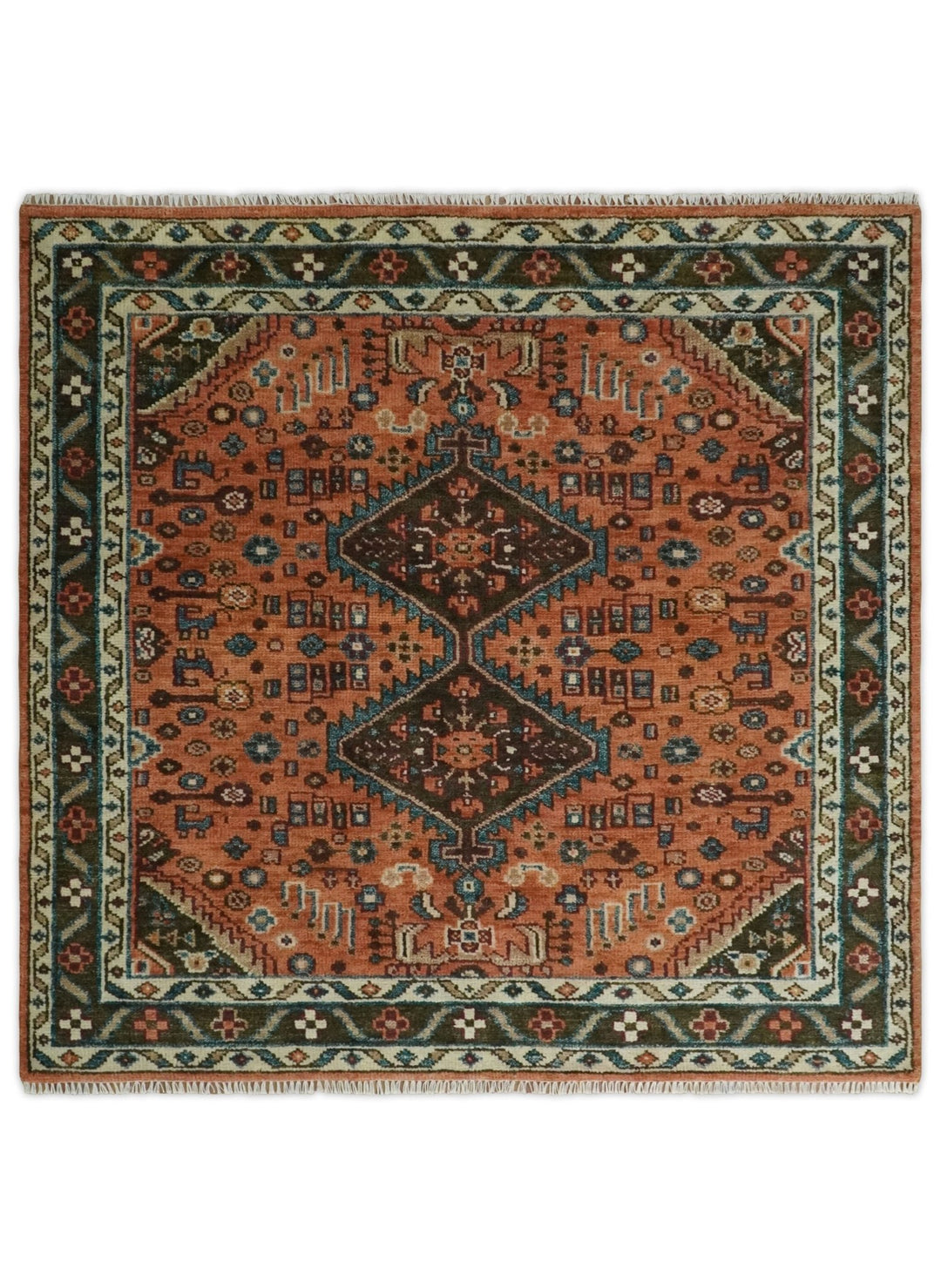 5x8, 6x9, 8x10, 9x12, 10x14 and 12x15 Rust, Ivory and Brown Oriental Traditional Persian Area Rug | TRDCP810 - The Rug Decor