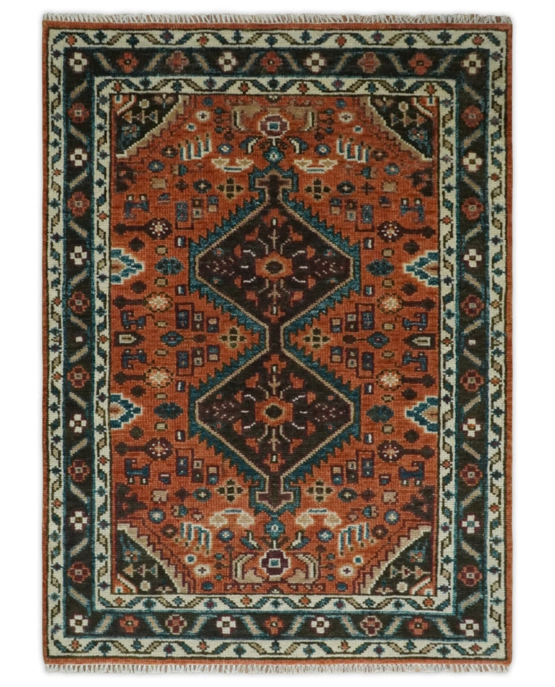 5x8, 6x9, 8x10, 9x12, 10x14 and 12x15 Rust, Ivory and Brown Oriental Traditional Persian Area Rug | TRDCP810 - The Rug Decor