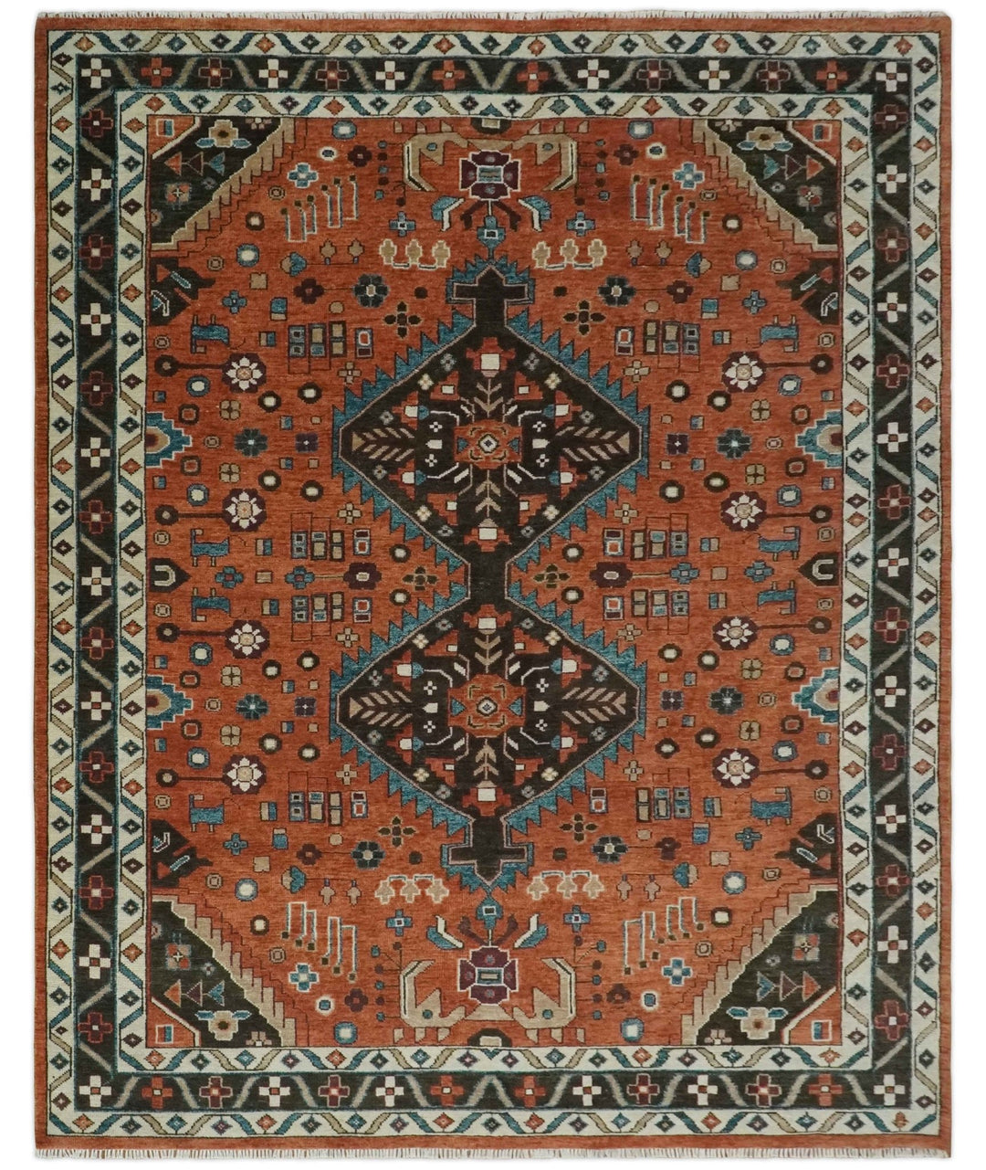 5x8, 6x9, 8x10, 9x12, 10x14 and 12x15 Rust, Ivory and Brown Oriental Traditional Persian Area Rug | TRDCP810 - The Rug Decor