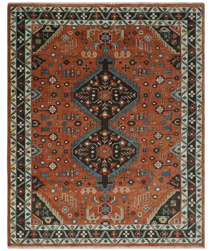 5x8, 6x9, 8x10, 9x12, 10x14 and 12x15 Rust, Ivory and Brown Oriental Traditional Persian Area Rug | TRDCP810 - The Rug Decor