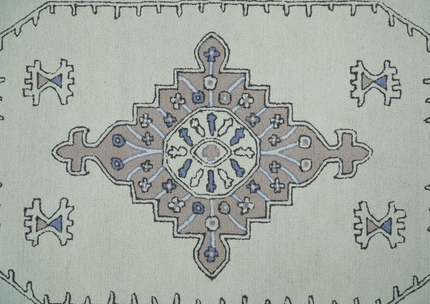 5x8, 6x9, 8x10 and 9x12 Ivory and Peach Persian Style Antique Oriental Tribal Hand Tufted Wool Area Rug | TRI3 - The Rug Decor