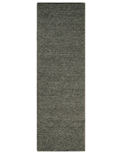 5x8, 6x9, 8x10 and 9x12 Solid Charcoal Gray Wool Blend Felted Chunky Hand Woven Area Rug | DOV2 - The Rug Decor