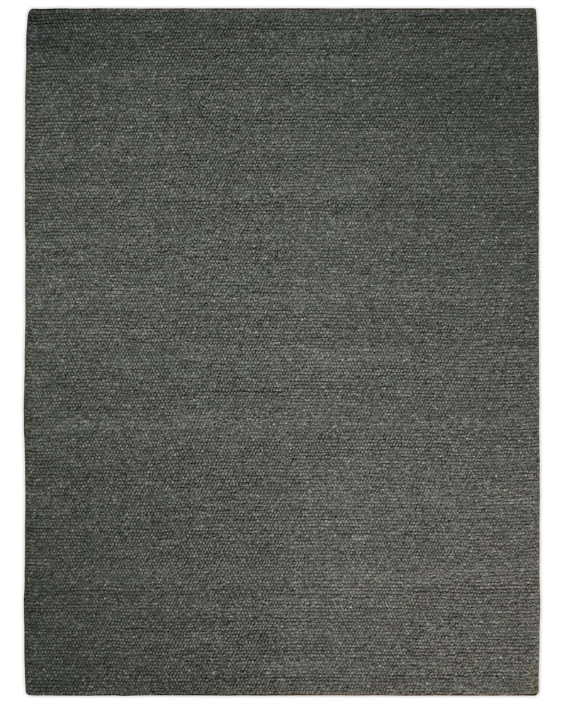 5x8, 6x9, 8x10 and 9x12 Solid Charcoal Gray Wool Blend Felted Chunky Hand Woven Area Rug | DOV2 - The Rug Decor