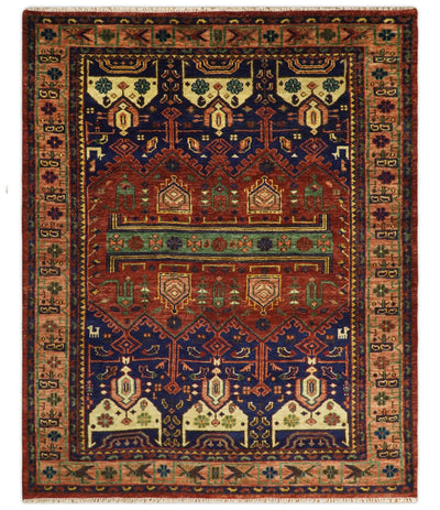 5x8, 6x9, 8x10 and 9x12 Wool Traditional Antique Vintage Persian Red and Blue Hand knotted Area Rug | TRDCP194 - The Rug Decor