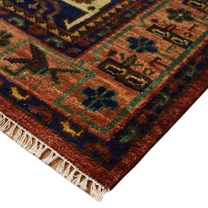 5x8, 6x9, 8x10 and 9x12 Wool Traditional Antique Vintage Persian Red and Blue Hand knotted Area Rug | TRDCP194 - The Rug Decor