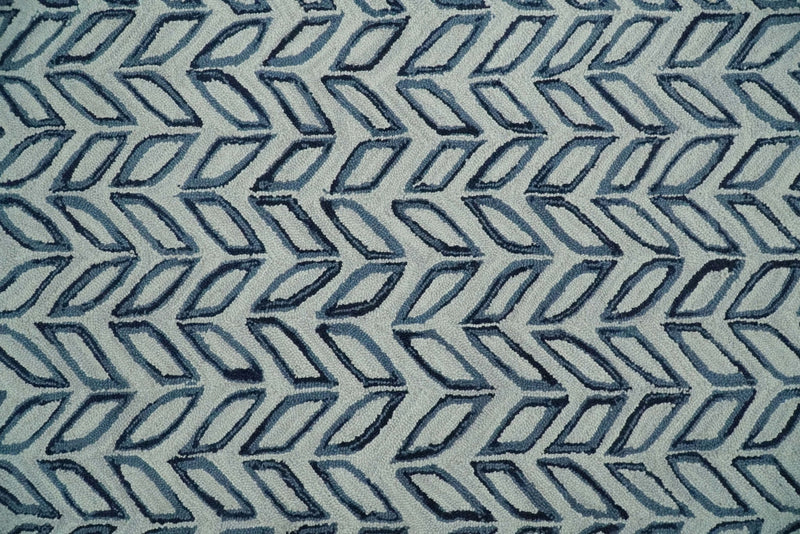 5x8 and 8x10 Beige and Blue Hand Tufted Modern Scandinavian Farmhouse Wool Loop Rug | ALCH2 - The Rug Decor