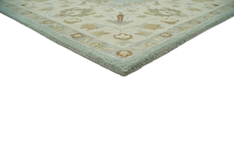 5x8 and 8x10 Blue and Beige Handmade Classic Vintage Design Wool Area Rug | TRDCP109TUF - The Rug Decor