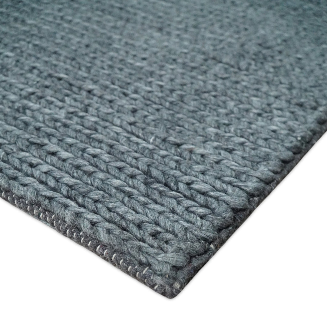 5x8 and 8x10 Braided Wool Solid Gray Felted Chunky Hand Woven Soft Plush Area Rug | DOV7 - The Rug Decor
