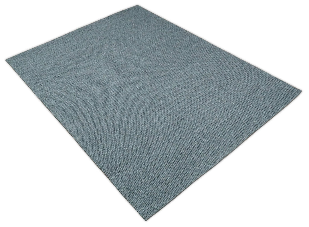 5x8 and 8x10 Braided Wool Solid Gray Felted Chunky Hand Woven Soft Plush Area Rug | DOV7 - The Rug Decor