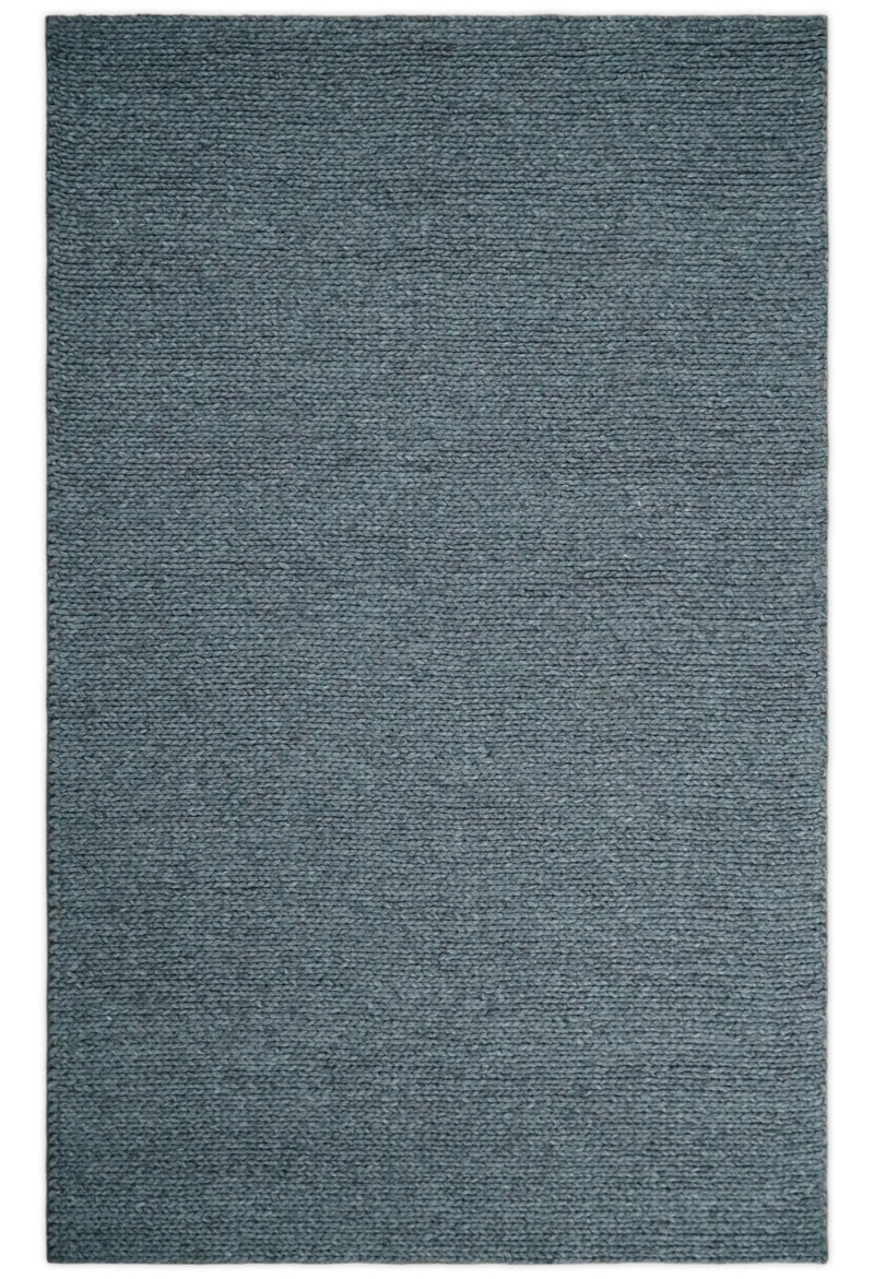 5x8 and 8x10 Braided Wool Solid Gray Felted Chunky Hand Woven Soft Plush Area Rug | DOV7 - The Rug Decor