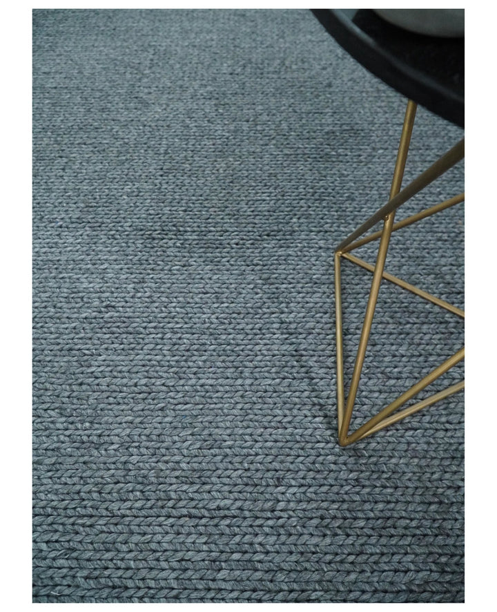 5x8 and 8x10 Braided Wool Solid Gray Felted Chunky Hand Woven Soft Plush Area Rug | DOV7 - The Rug Decor