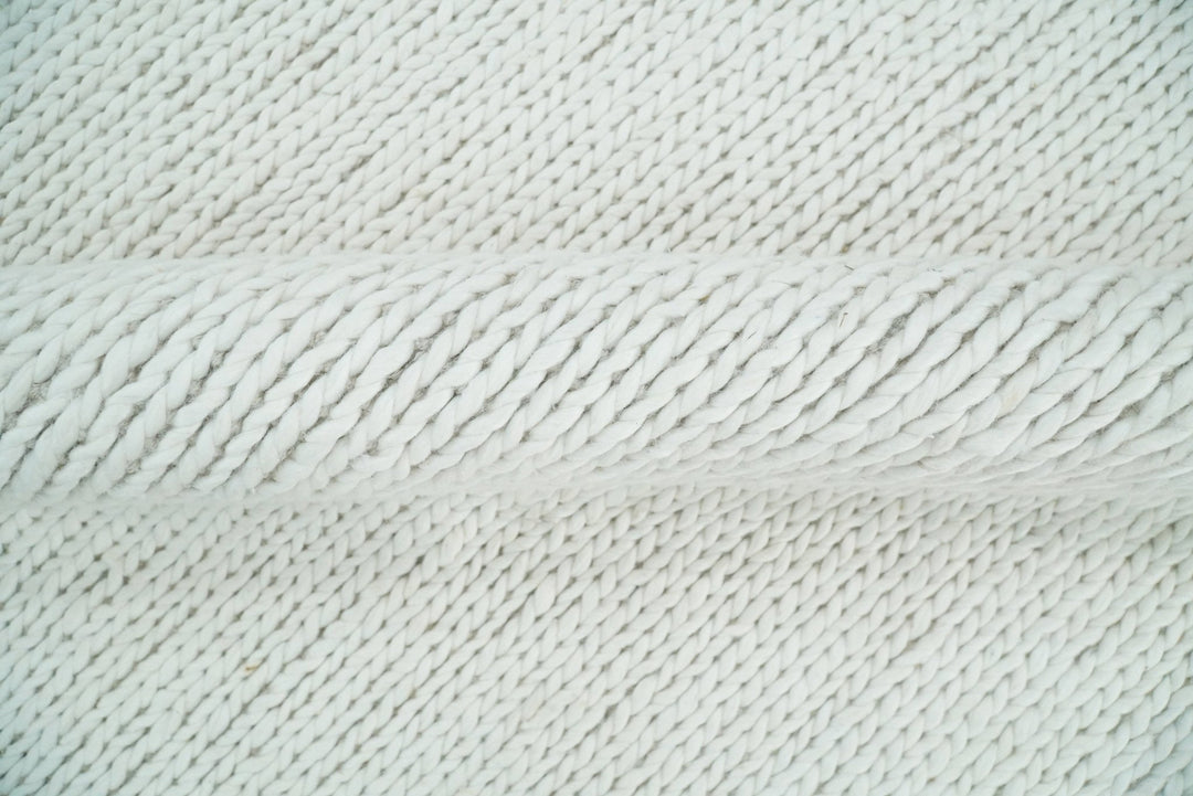 5x8 and 8x10 Braided Wool Solid White Felted Chunky Hand Woven Soft Plush Area Rug | DOV6 - The Rug Decor