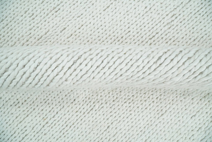 5x8 and 8x10 Braided Wool Solid White Felted Chunky Hand Woven Soft Plush Area Rug | DOV6 - The Rug Decor