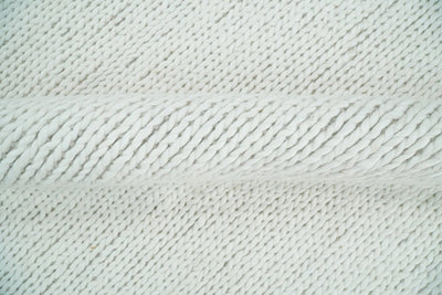 5x8 and 8x10 Braided Wool Solid White Felted Chunky Hand Woven Soft Plush Area Rug | DOV6 - The Rug Decor