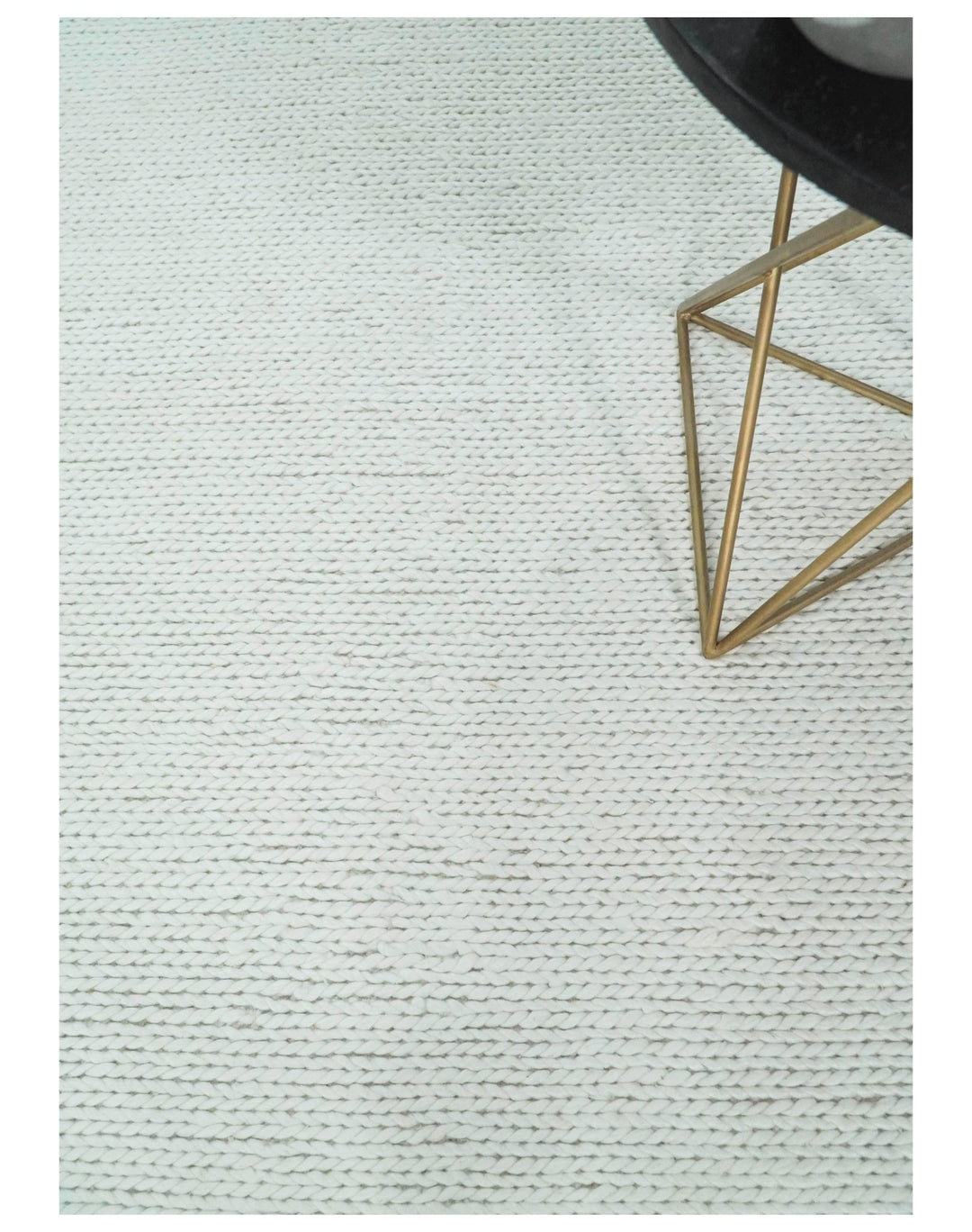 5x8 and 8x10 Braided Wool Solid White Felted Chunky Hand Woven Soft Plush Area Rug | DOV6 - The Rug Decor