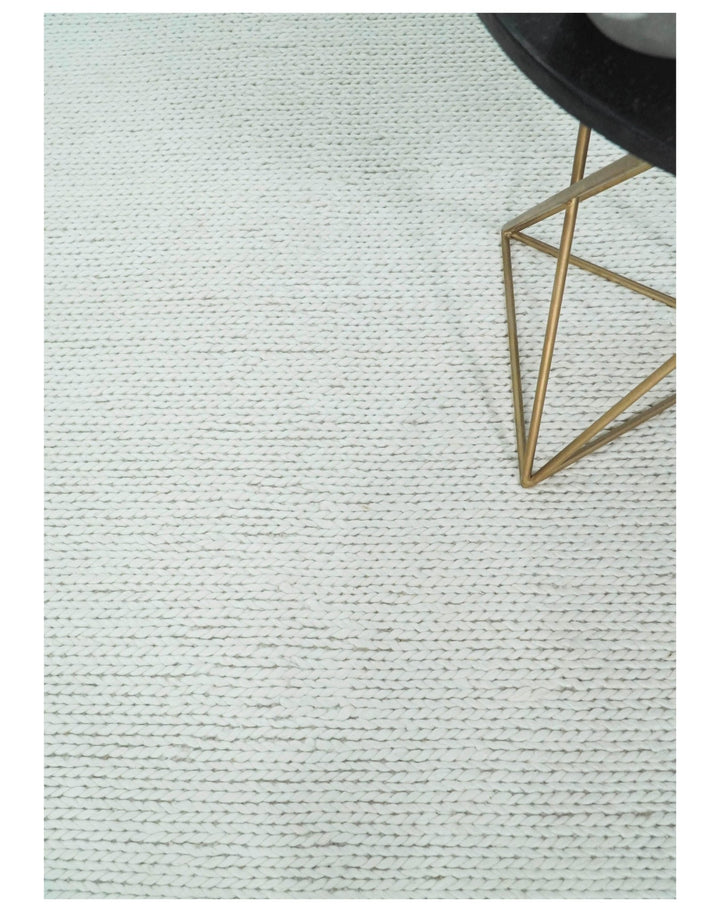 5x8 and 8x10 Braided Wool Solid White Felted Chunky Hand Woven Soft Plush Area Rug | DOV6 - The Rug Decor