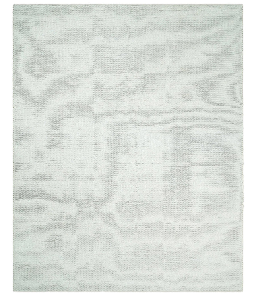 5x8 and 8x10 Braided Wool Solid White Felted Chunky Hand Woven Soft Plush Area Rug | DOV6 - The Rug Decor