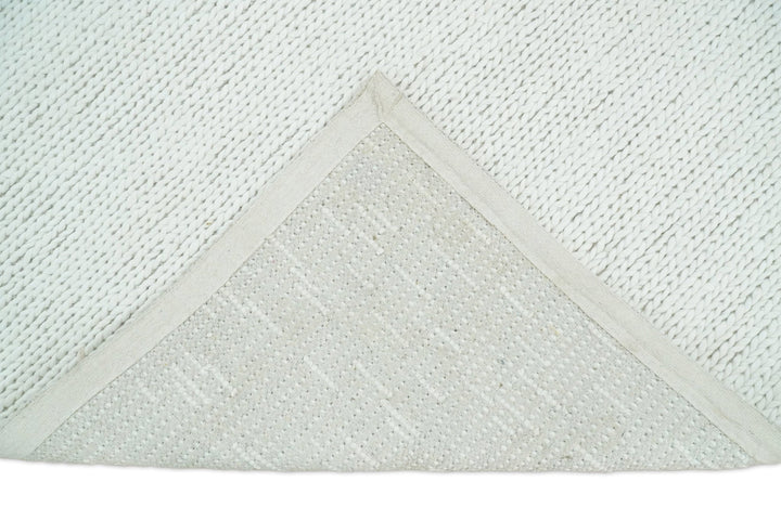 5x8 and 8x10 Braided Wool Solid White Felted Chunky Hand Woven Soft Plush Area Rug | DOV6 - The Rug Decor