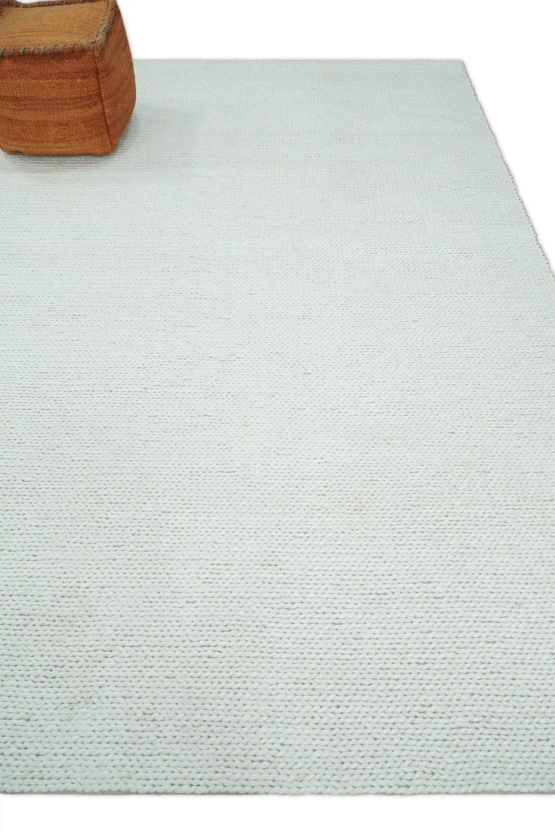 5x8 and 8x10 Braided Wool Solid White Felted Chunky Hand Woven Soft Plush Area Rug | DOV6 - The Rug Decor
