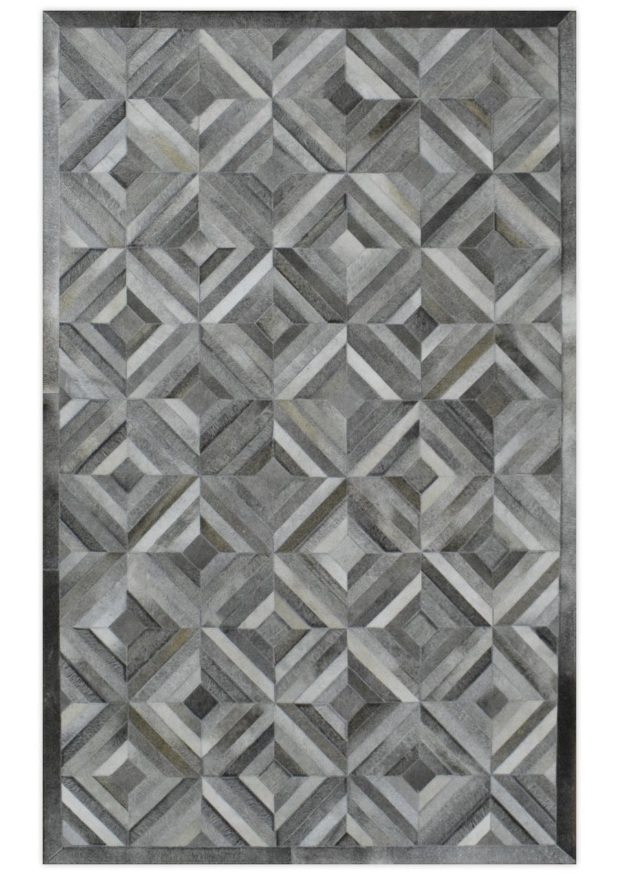 5x8 and 8x10 Hairon Genuine Leather Stripe Design Handmade Ivory, Brown and Gray Area Rug | LR11 - The Rug Decor