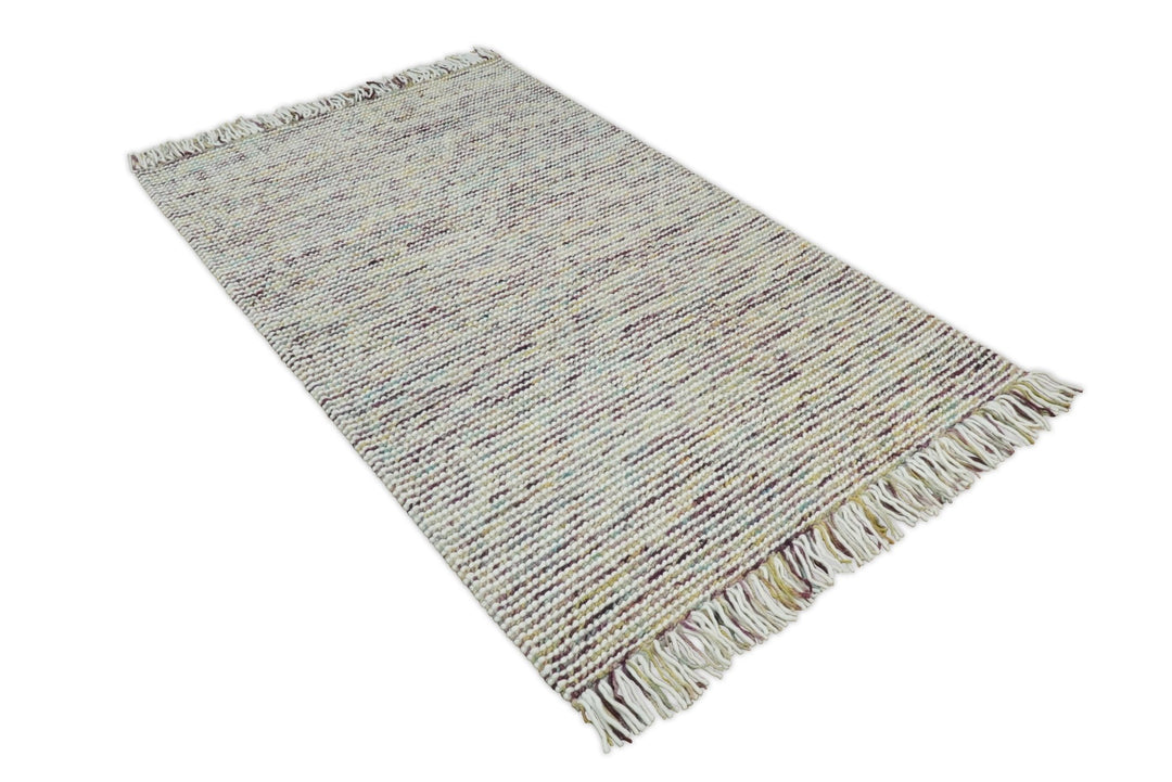 5x8 and 8x10 Hand Made Blue Woolen Chunky and Soft Area Rug | JOY2 - The Rug Decor