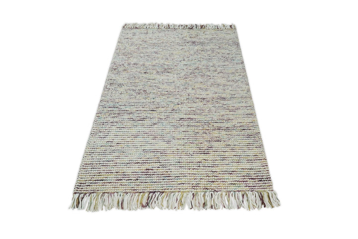 5x8 and 8x10 Hand Made Blue Woolen Chunky and Soft Area Rug | JOY2 - The Rug Decor
