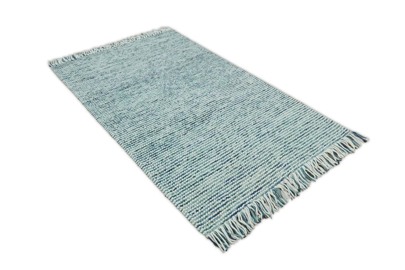 5x8 and 8x10 Hand Made Blue Woolen Chunky and Soft Area Rug | JOY4 - The Rug Decor