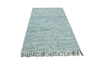 5x8 and 8x10 Hand Made Blue Woolen Chunky and Soft Area Rug | JOY4 - The Rug Decor