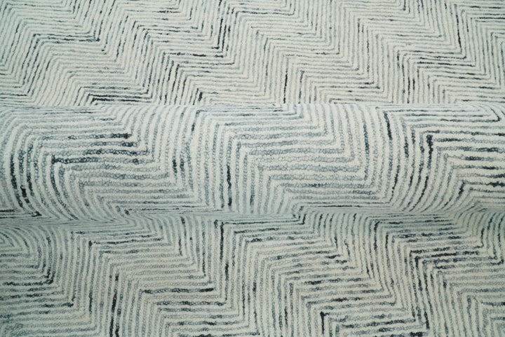 5x8 and 8x10 Hand Made Woolen Modern Blue and Ivory Area Rug | EVE001 - The Rug Decor