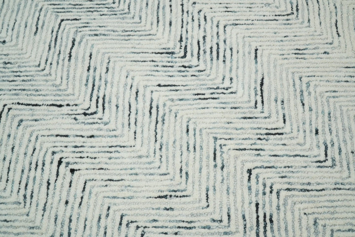 5x8 and 8x10 Hand Made Woolen Modern Blue and Ivory Area Rug | EVE001 - The Rug Decor