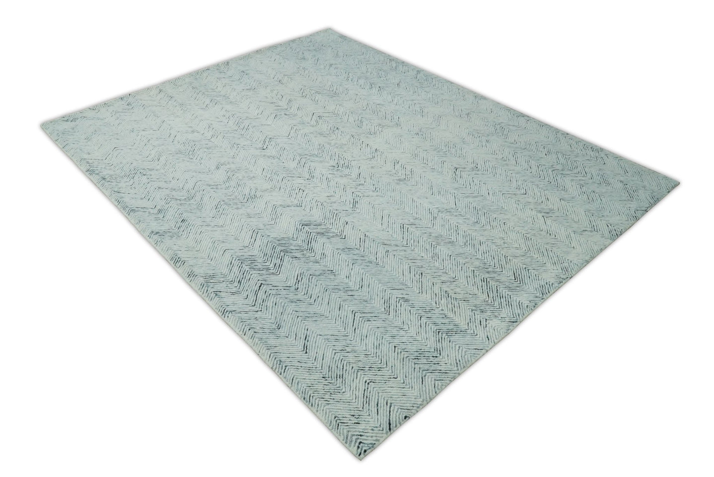 5x8 and 8x10 Hand Made Woolen Modern Blue and Ivory Area Rug | EVE001 - The Rug Decor