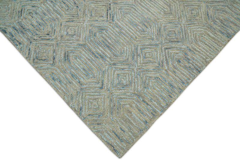 5x8 and 8x10 Hand Made Woolen Modern Camel and Blue Area Rug | EVE004 - The Rug Decor
