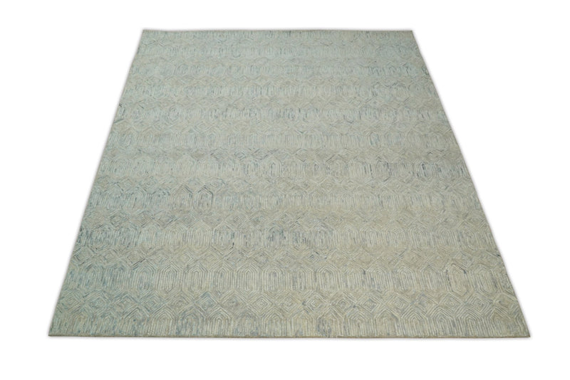 5x8 and 8x10 Hand Made Woolen Modern Camel and Blue Area Rug | EVE004 - The Rug Decor