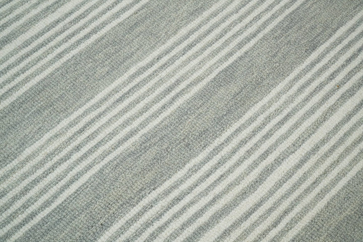 5x8 and 8x10 Hand Made Woolen Modern Grey and Ivory Area Rug | NAU001 - The Rug Decor