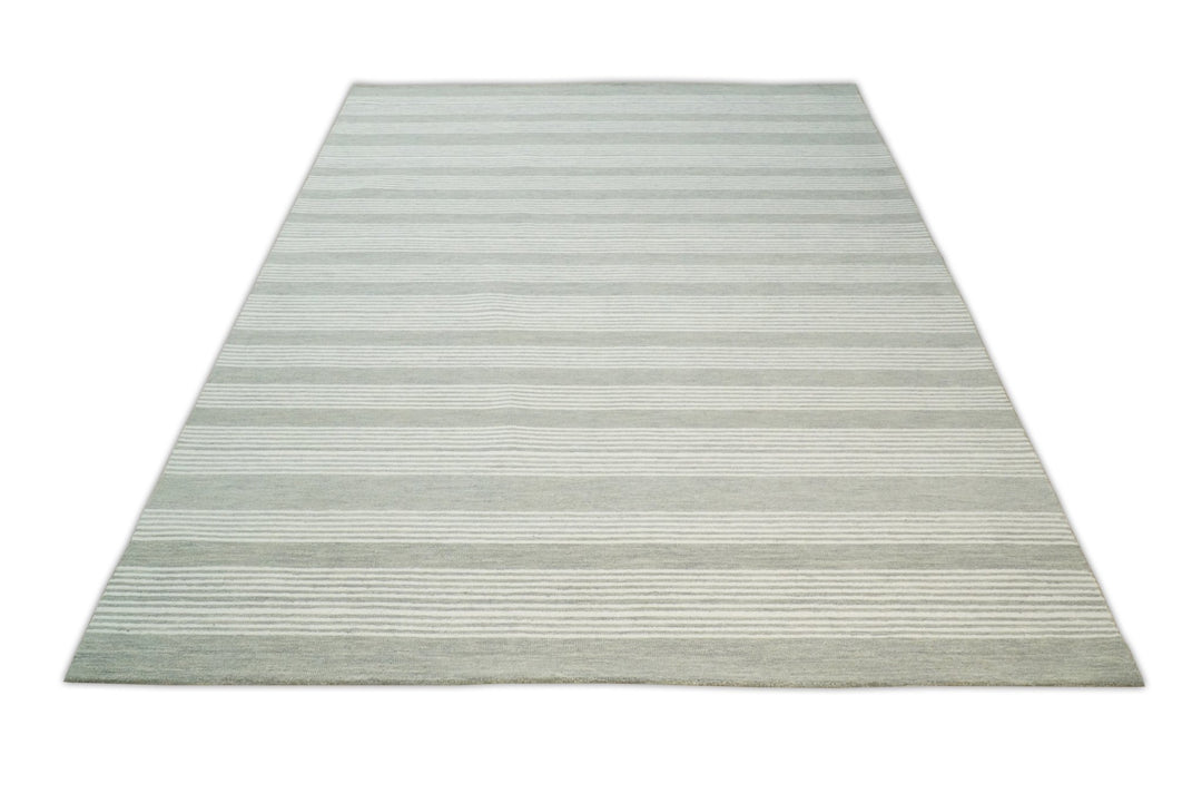 5x8 and 8x10 Hand Made Woolen Modern Grey and Ivory Area Rug | NAU001 - The Rug Decor