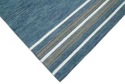 5x8 and 8x10 Hand Made Woolen Modern Solid Blue Area Rug | NAU004 - The Rug Decor