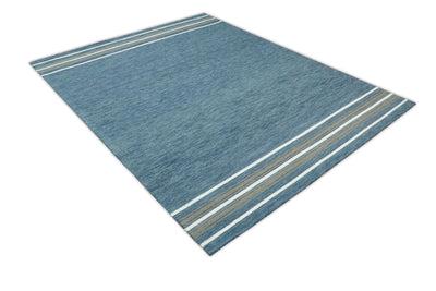 5x8 and 8x10 Hand Made Woolen Modern Solid Blue Area Rug | NAU004 - The Rug Decor