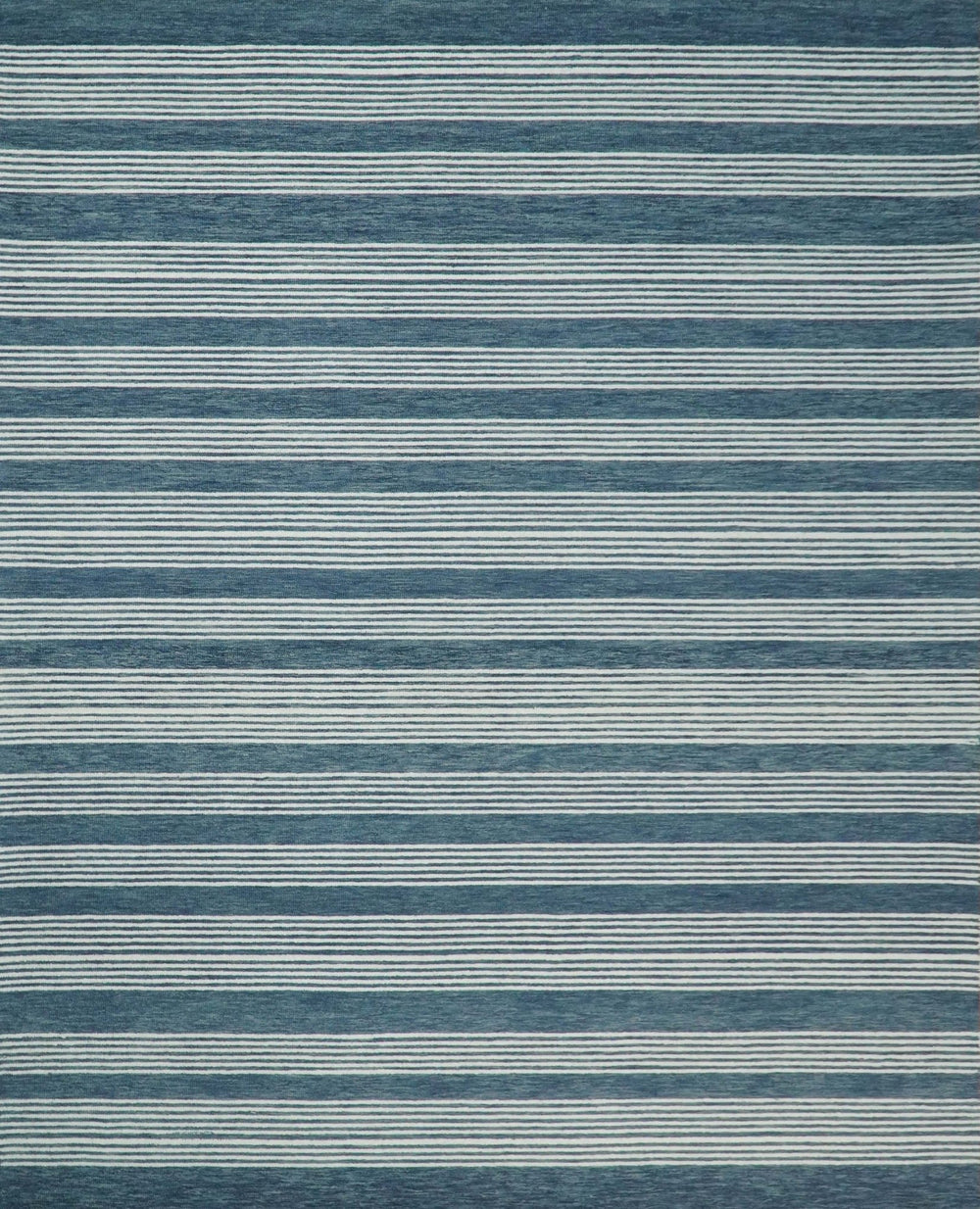 5x8 and 8x10 Hand Made Woolen Modern Stripes White and Blue Area Rug | NAU002 - The Rug Decor