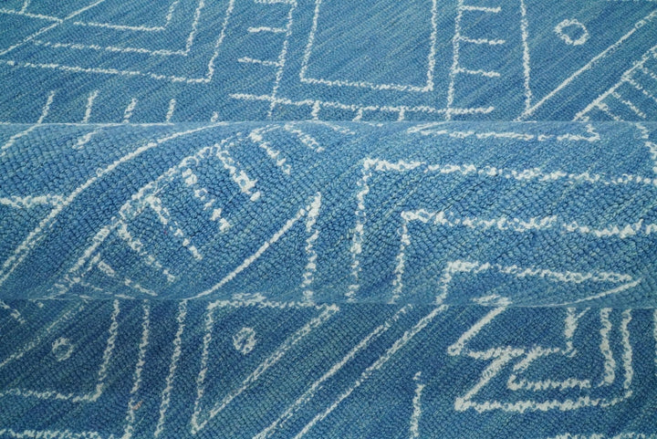 5x8 and 8x10 Hand Made Woolen Tribal Solid Blue Area Rug | AZT002 - The Rug Decor