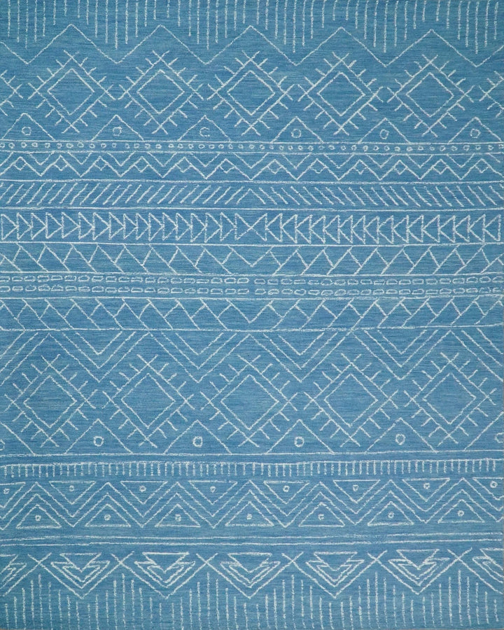 5x8 and 8x10 Hand Made Woolen Tribal Solid Blue Area Rug | AZT002 - The Rug Decor