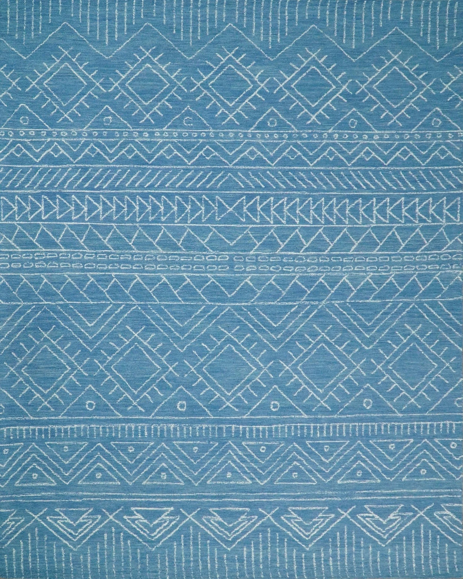 5x8 and 8x10 Hand Made Woolen Tribal Solid Blue Area Rug | AZT002 - The Rug Decor