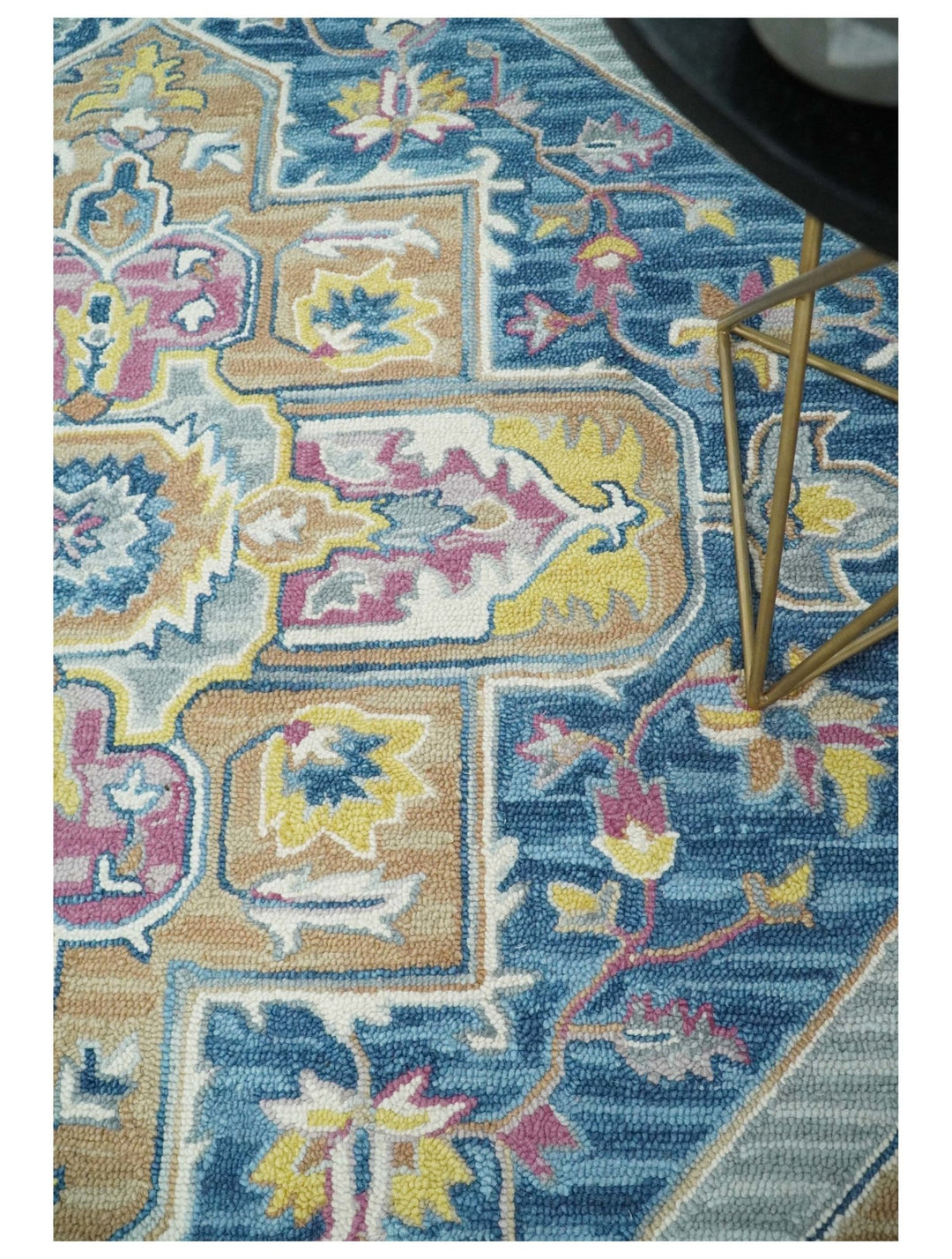 5x8 and 8x10 Hand Tufted Blue and Pink Wool Textured Loop Area Rug | GAR4 - The Rug Decor